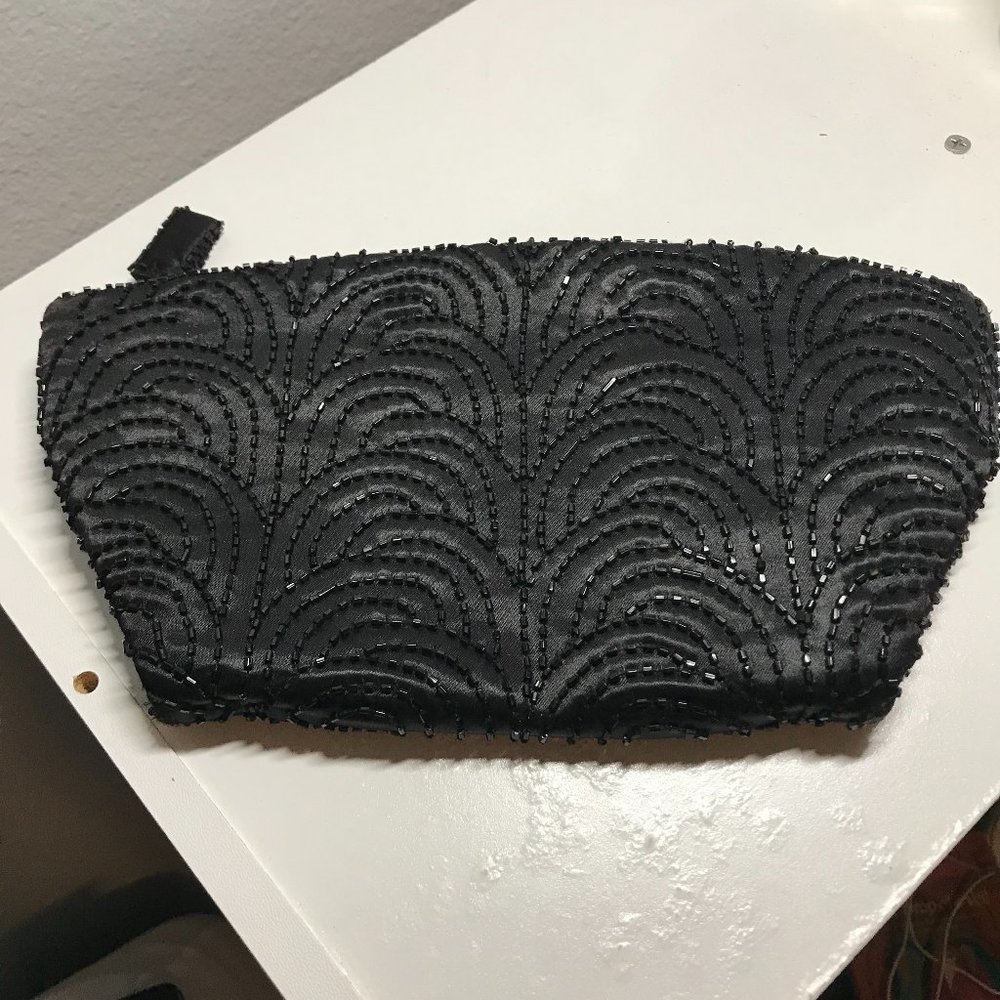Vintage Black Beaded Clutch